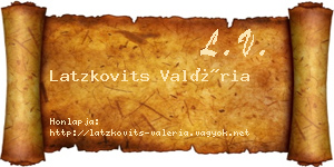 Latzkovits Valéria névjegykártya